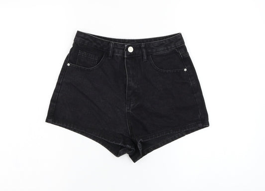 SheIn Womens Black  Cotton Hot Pants Shorts Size XS  Regular Zip - Flame