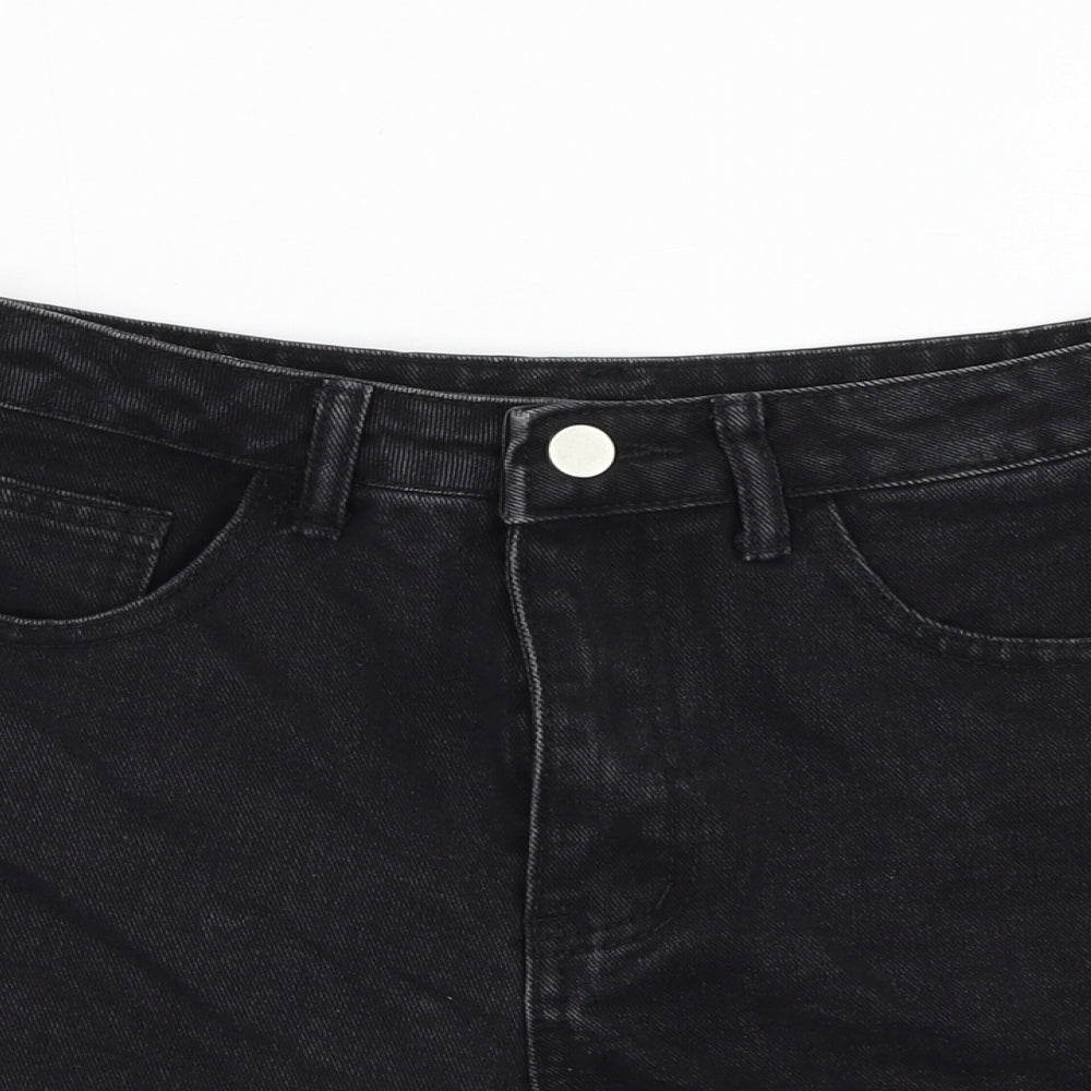 SheIn Womens Black  Cotton Hot Pants Shorts Size XS  Regular Zip - Flame