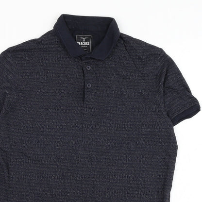 Peacocks Mens Blue  Cotton  Polo Size S Collared Pullover
