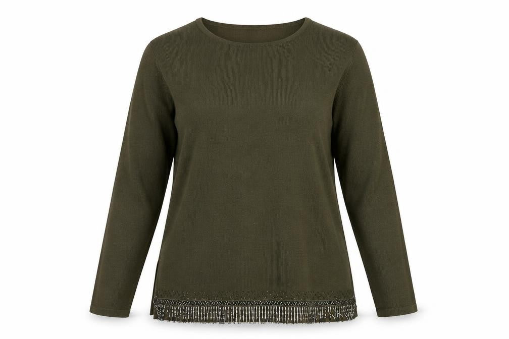 Casamia Womens Green Round Neck Acrylic Pullover Jumper Size M