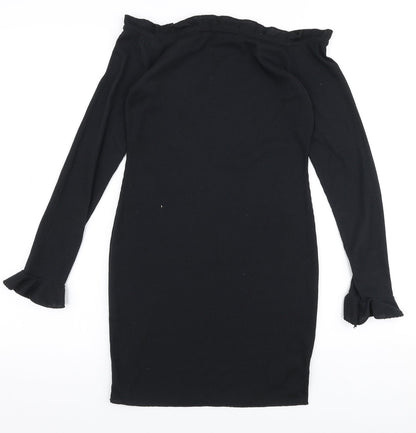 Edge Street Womens Black  Polyester Bodycon  Size 8  Off the Shoulder Pullover