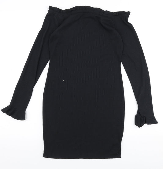 Edge Street Womens Black  Polyester Bodycon  Size 8  Off the Shoulder Pullover