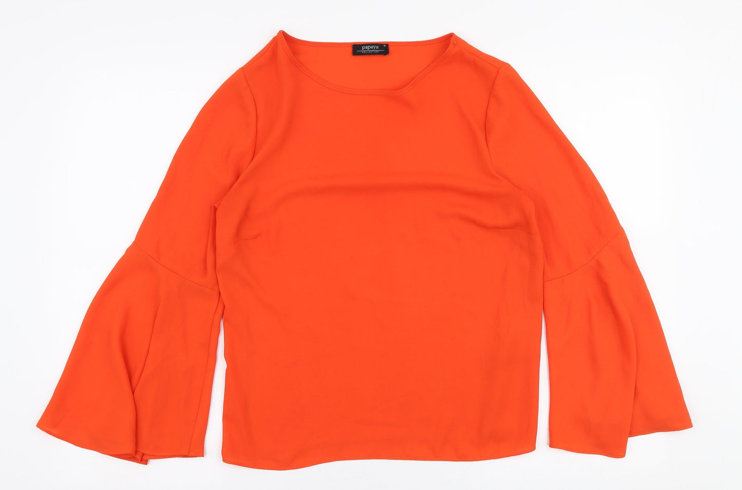Papaya Womens Orange  Polyester Basic Blouse Size 10 Round Neck