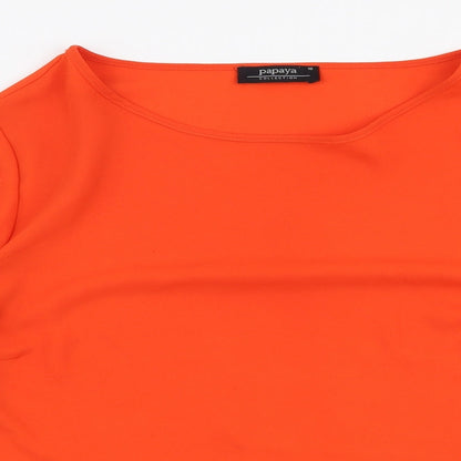 Papaya Womens Orange  Polyester Basic Blouse Size 10 Round Neck