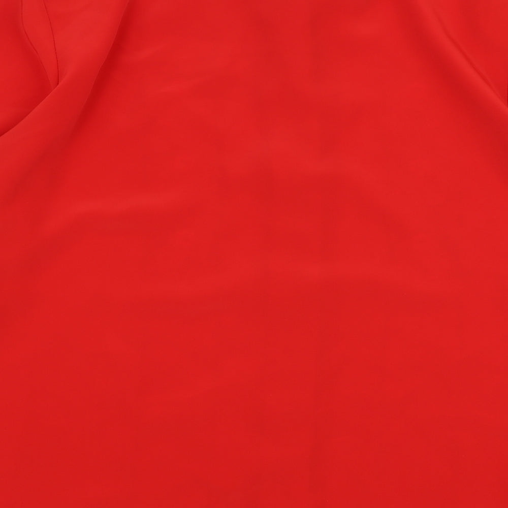 Seperates Mens Red Floral Polyester  Button-Up Size L Collared Button