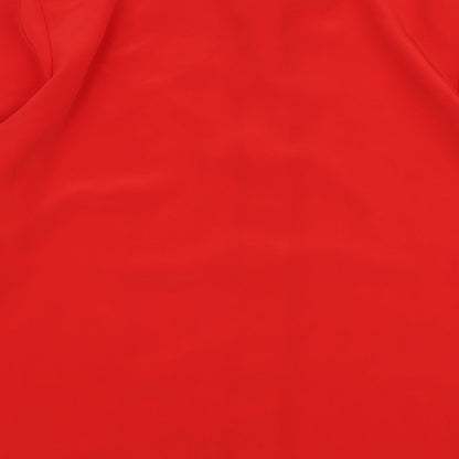 Seperates Mens Red Floral Polyester  Button-Up Size L Collared Button