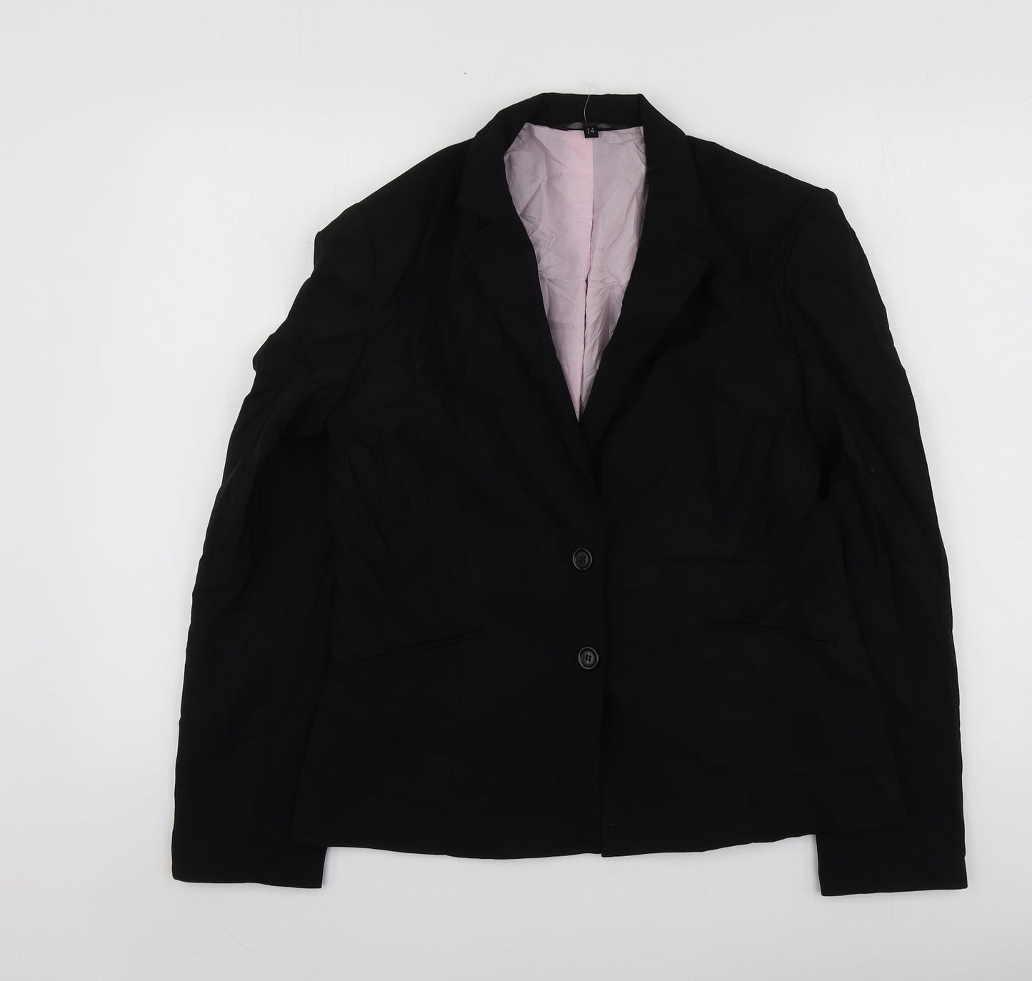 B Womens Black  Polyester Jacket Suit Jacket Size 14