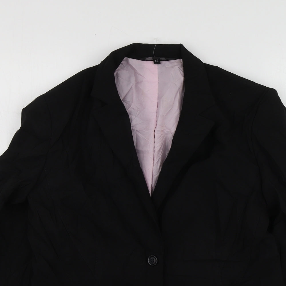 B Womens Black  Polyester Jacket Suit Jacket Size 14