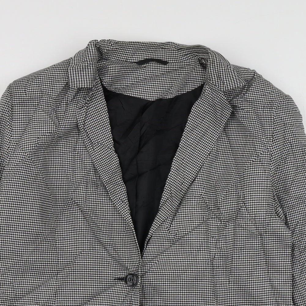 F&F Womens Black Herringbone Polyester Jacket Suit Jacket Size 16