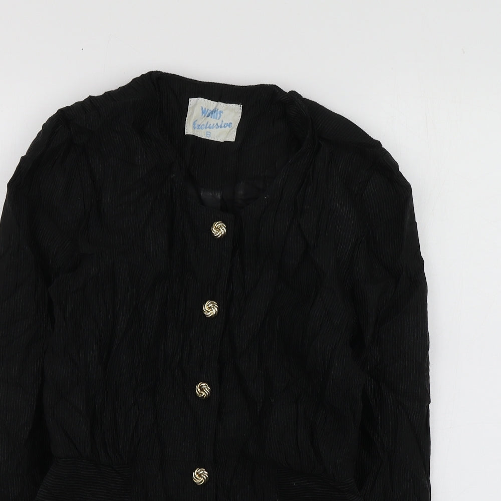 Wallis  Womens Black  Acrylic Jacket Suit Jacket Size 8