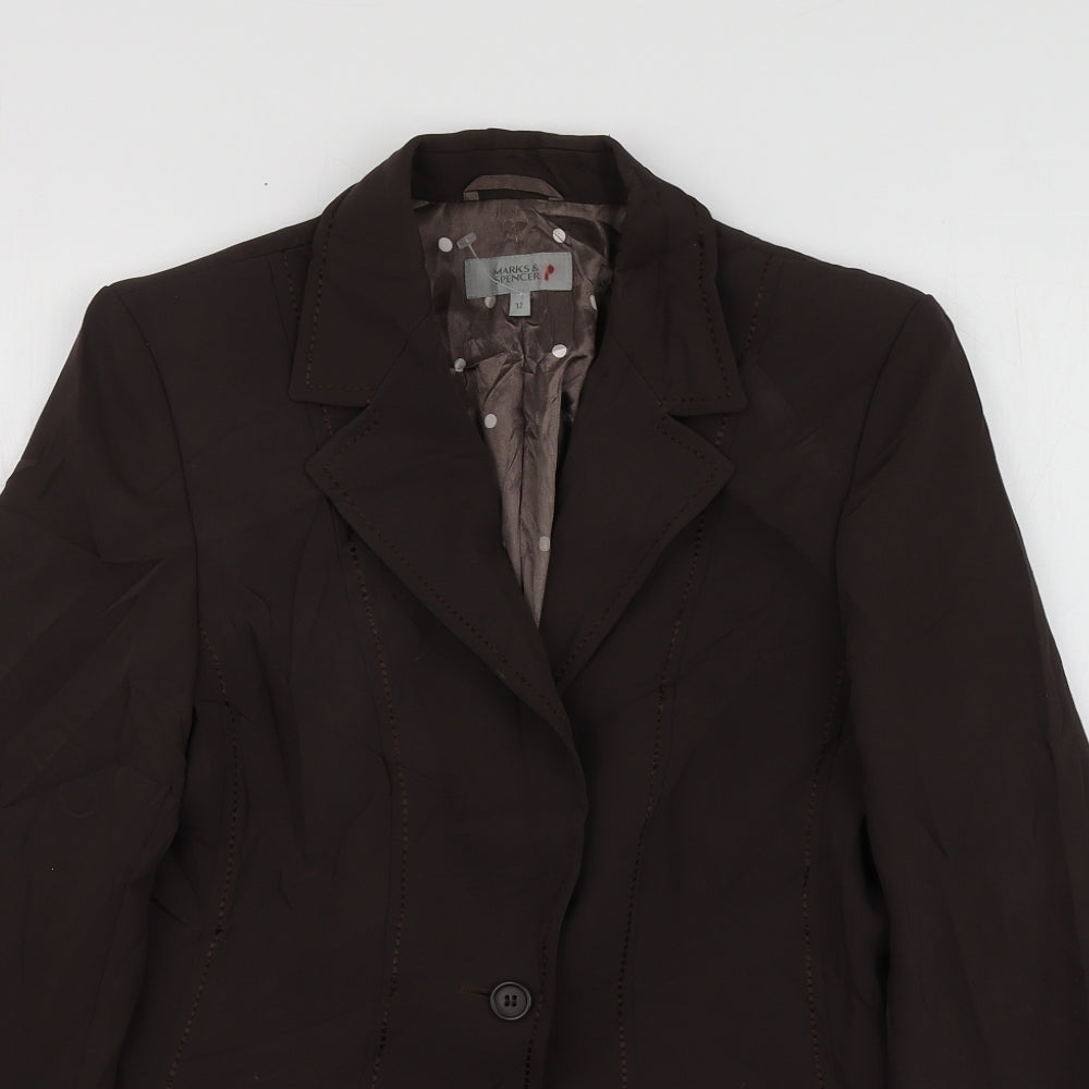 M&S Womens Brown  Polyester Jacket Suit Jacket Size 12