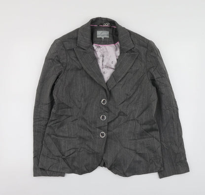 Per Una Womens Grey Striped Polyester Jacket Suit Jacket Size 16