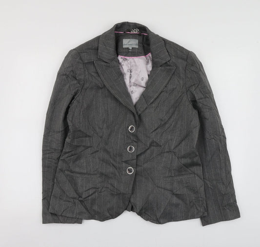 Per Una Womens Grey Striped Polyester Jacket Suit Jacket Size 16
