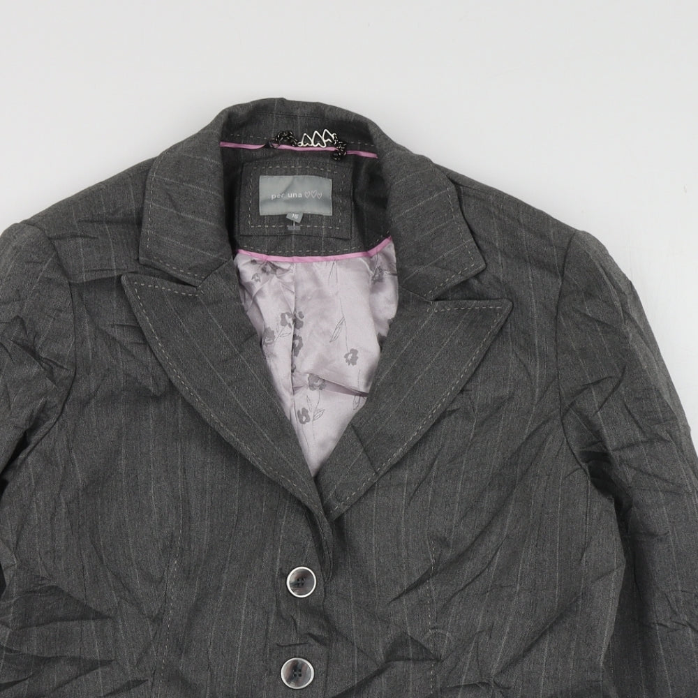 Per Una Womens Grey Striped Polyester Jacket Suit Jacket Size 16