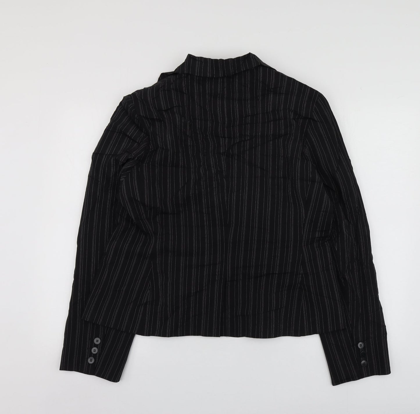 Select Womens Black Striped Polyester Jacket Suit Jacket Size 18