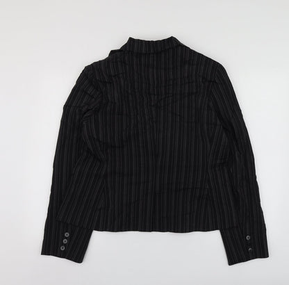 Select Womens Black Striped Polyester Jacket Suit Jacket Size 18