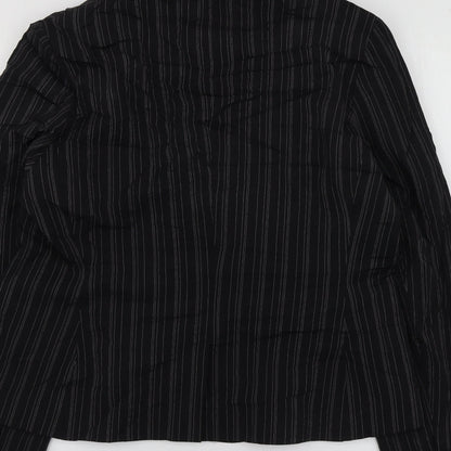 Select Womens Black Striped Polyester Jacket Suit Jacket Size 18