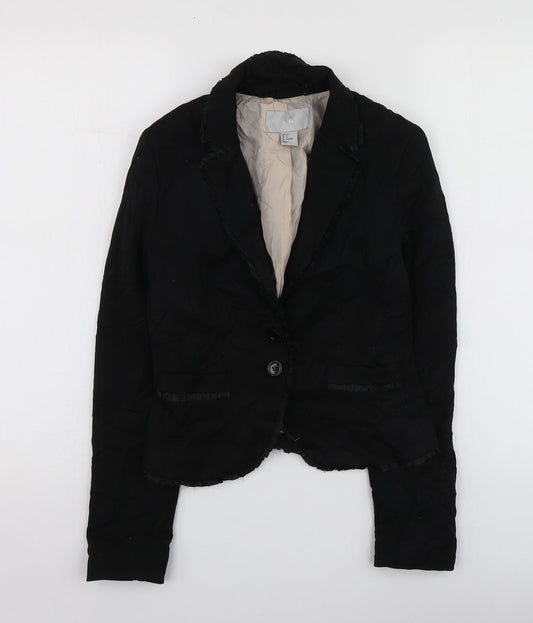 H&M Womens Black  Polyester Jacket Suit Jacket Size 34