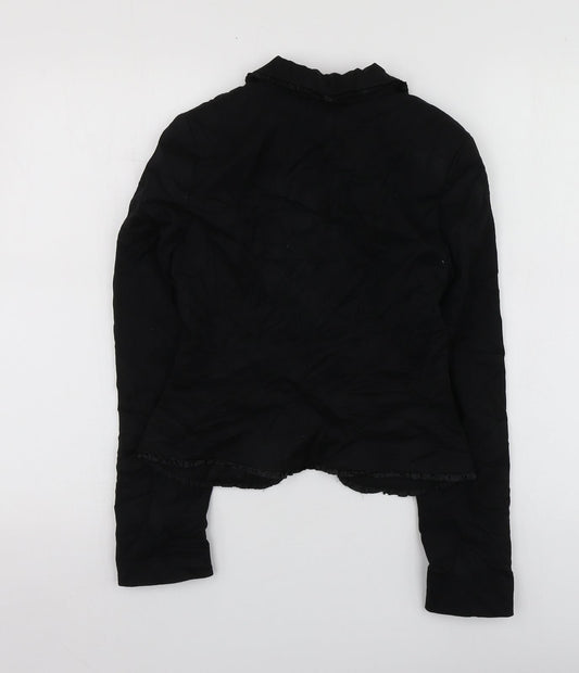 H&M Womens Black  Polyester Jacket Suit Jacket Size 34