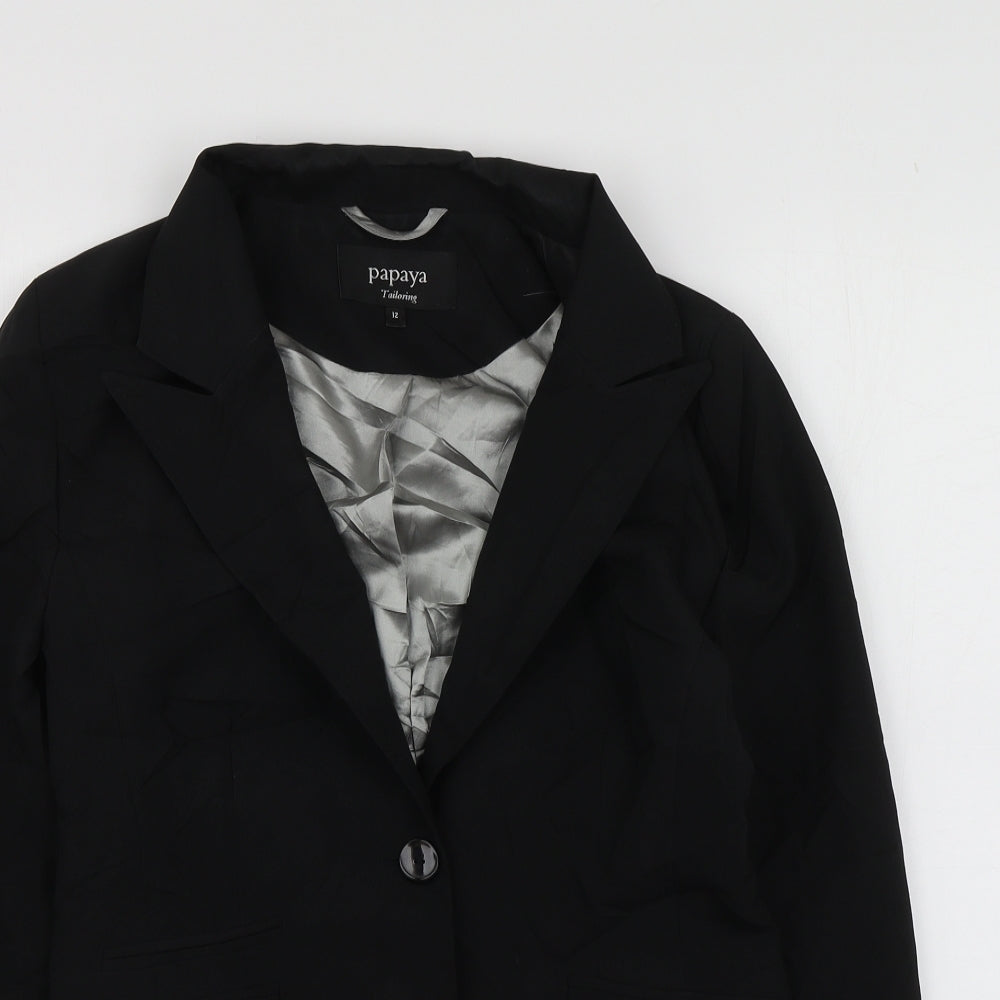 Papaya Womens Black  Polyester Jacket Suit Jacket Size 12