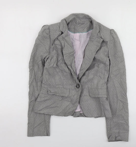 F&F Womens Grey Polka Dot Polyester Jacket Suit Jacket Size 6