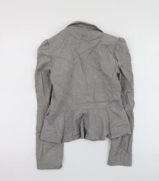 F&F Womens Grey Polka Dot Polyester Jacket Suit Jacket Size 6