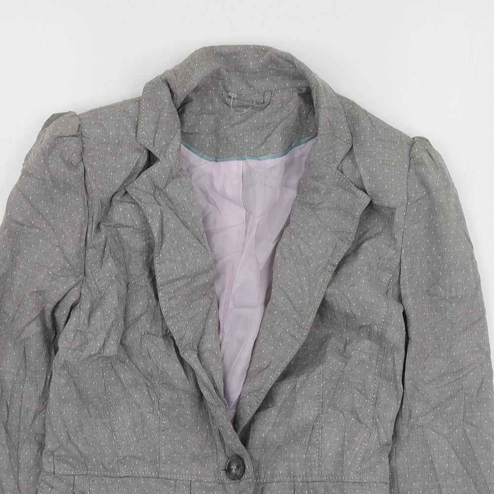 F&F Womens Grey Polka Dot Polyester Jacket Suit Jacket Size 6