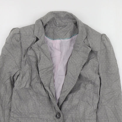 F&F Womens Grey Polka Dot Polyester Jacket Suit Jacket Size 6