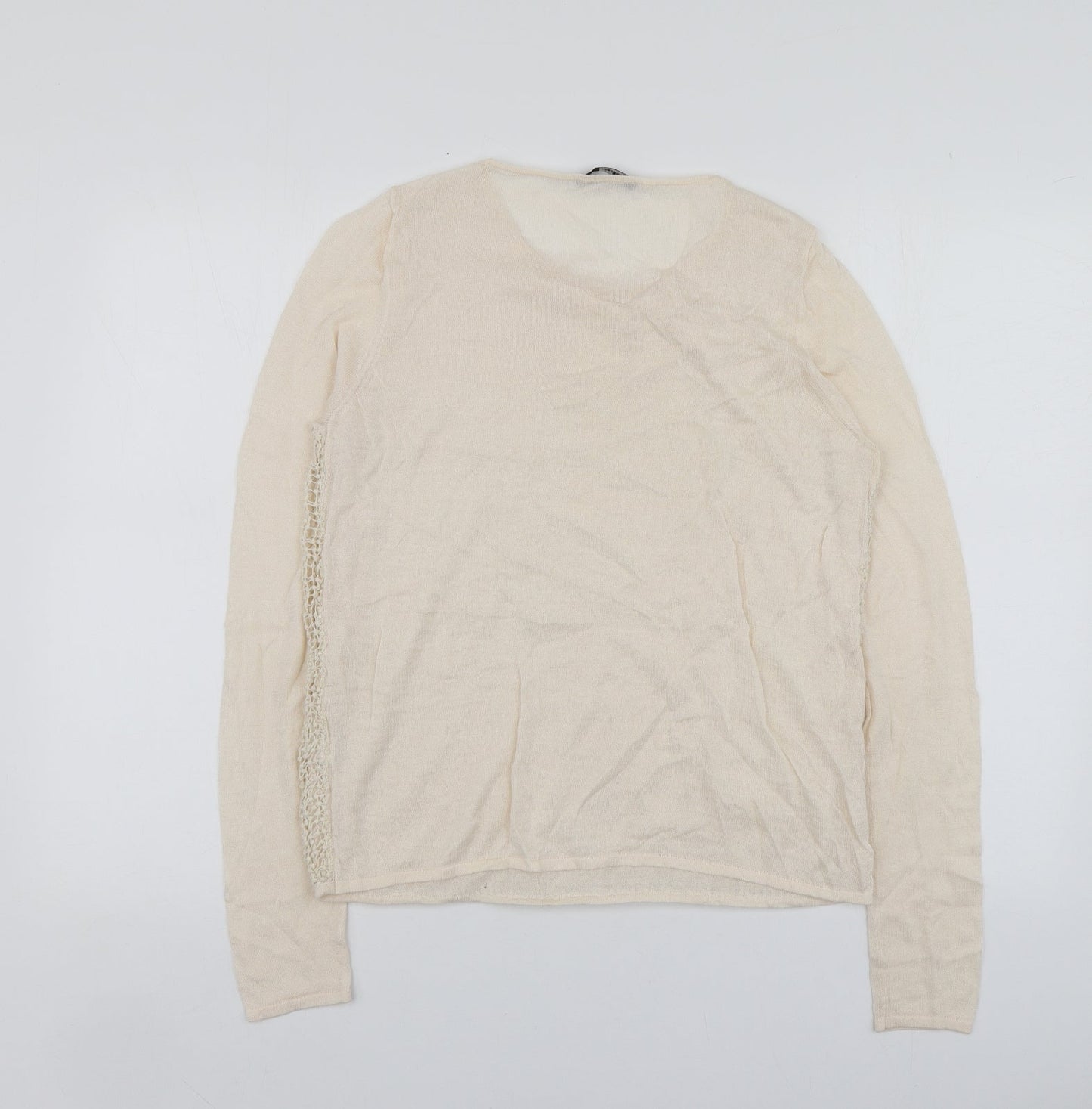 Autograph Womens Beige Round Neck  Acrylic Pullover Jumper Size 12