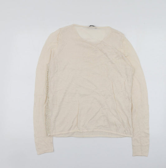 Autograph Womens Beige Round Neck  Acrylic Pullover Jumper Size 12