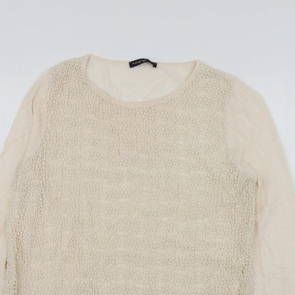 Autograph Womens Beige Round Neck  Acrylic Pullover Jumper Size 12