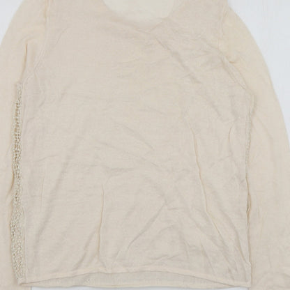 Autograph Womens Beige Round Neck  Acrylic Pullover Jumper Size 12