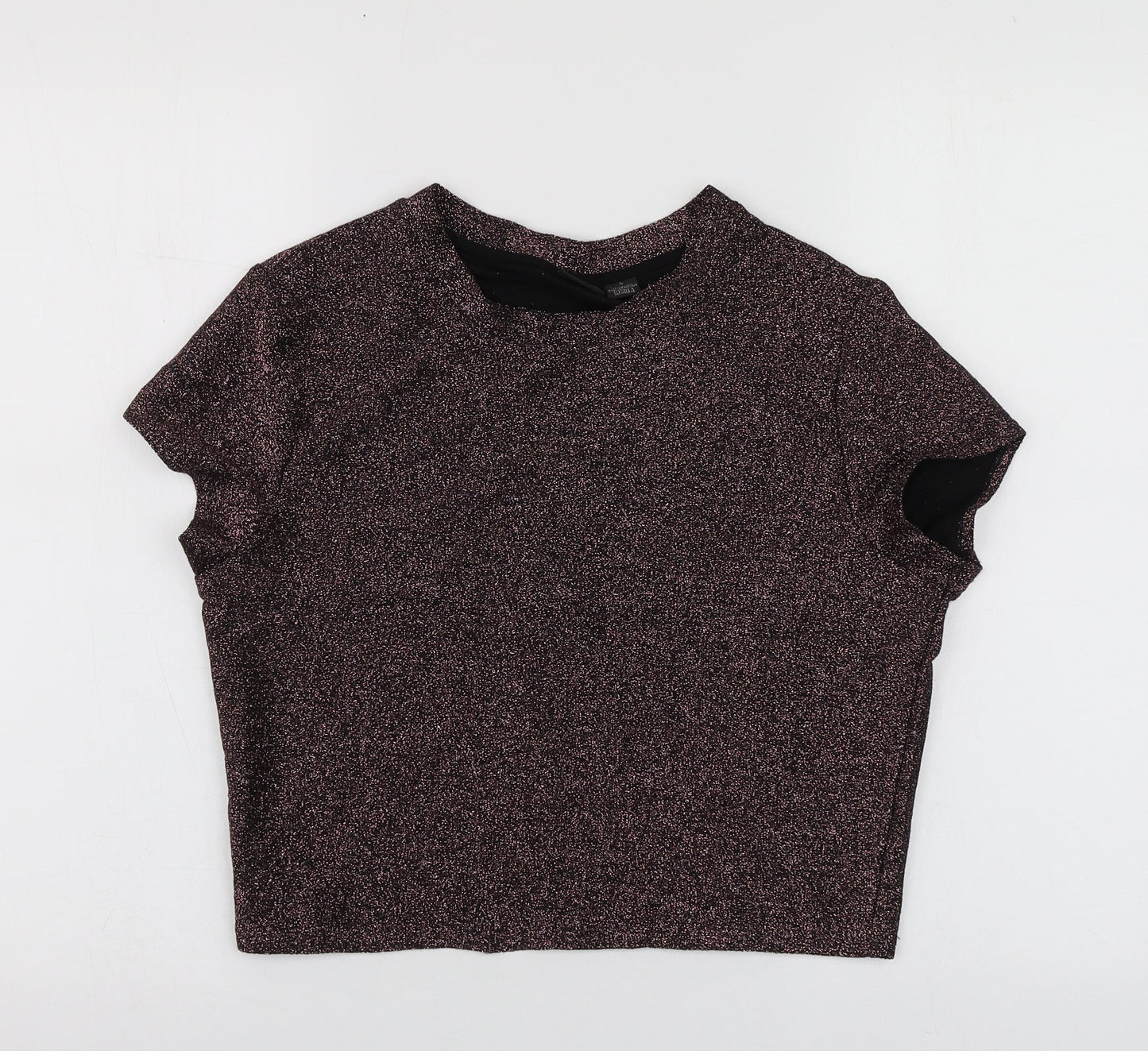 Womens UK Size L Sparkle & Fade Purple Basic T-Shirt