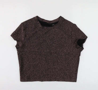 Womens UK Size L Sparkle & Fade Purple Basic T-Shirt