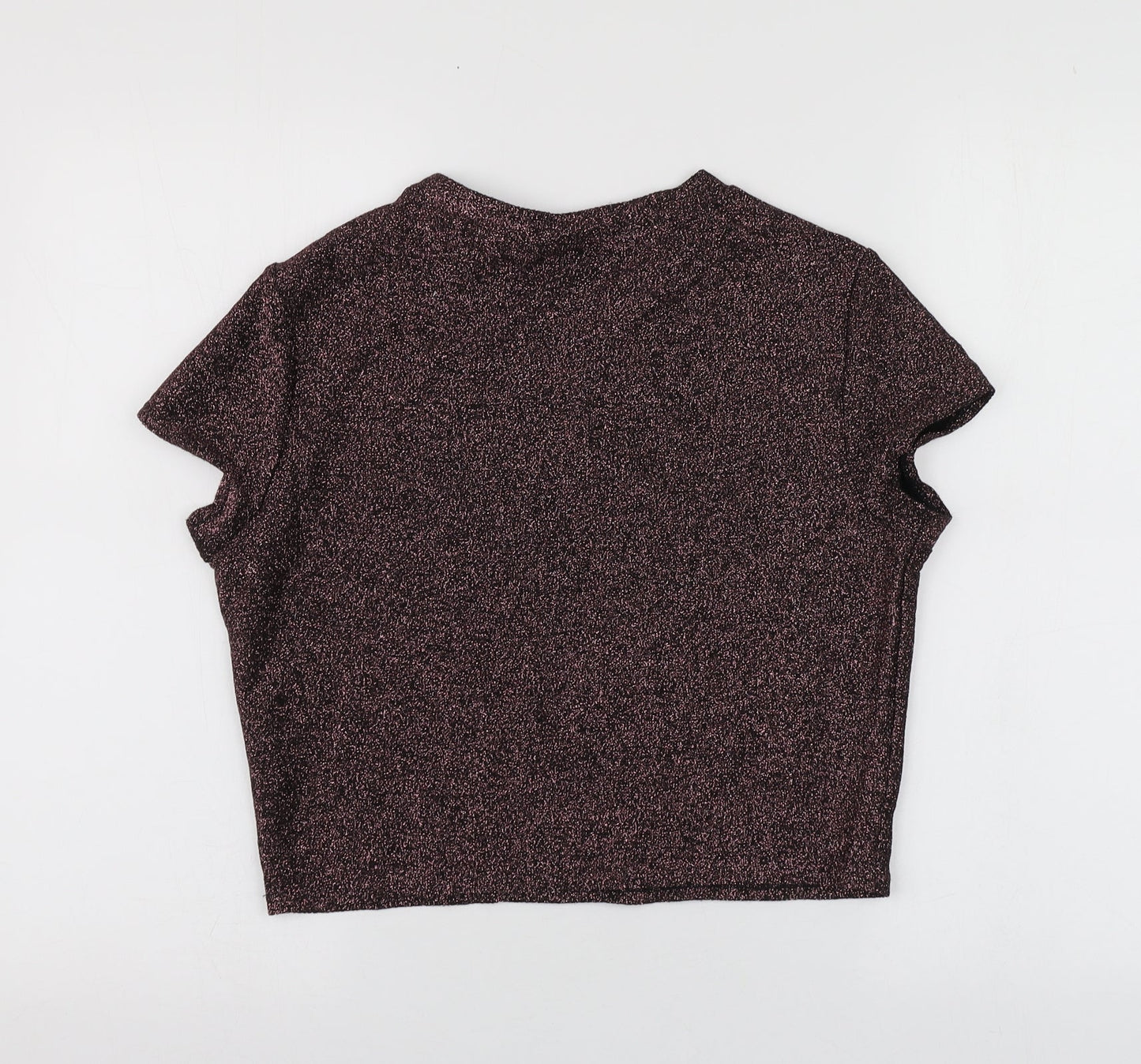 Womens UK Size L Sparkle & Fade Purple Basic T-Shirt
