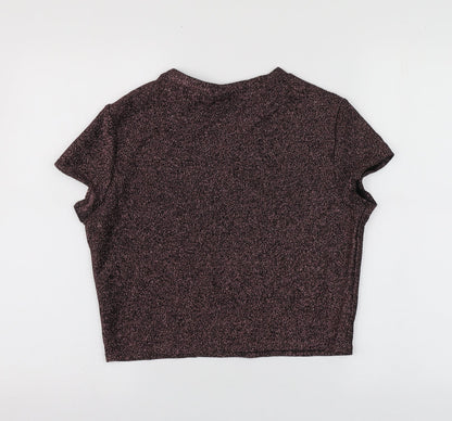 Womens UK Size L Sparkle & Fade Purple Basic T-Shirt