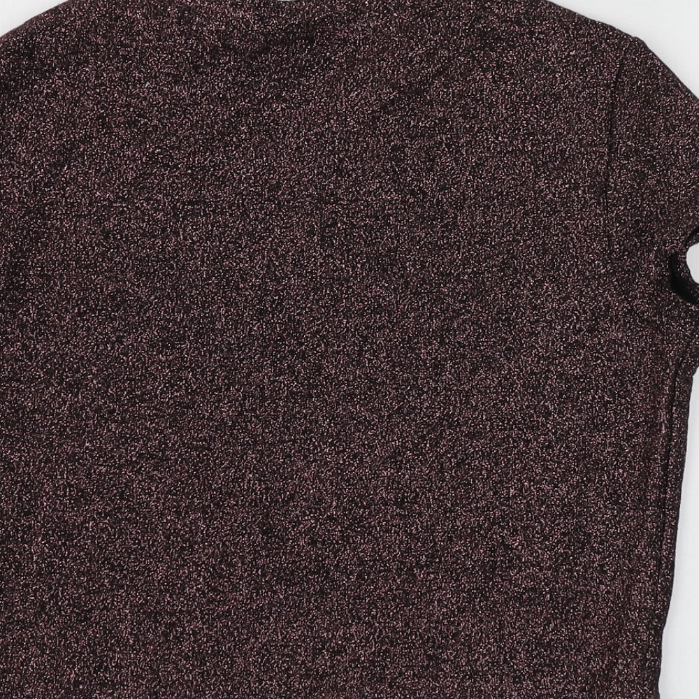 Womens UK Size L Sparkle & Fade Purple Basic T-Shirt