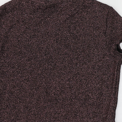 Womens UK Size L Sparkle & Fade Purple Basic T-Shirt