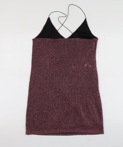 Womens UK Size M Sparkle & Fade Purple Basic Blouse