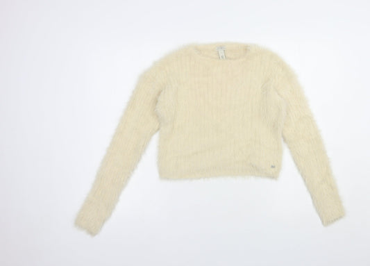 Womens UK Size XS Pull&Bear Beige Pullover Jumper