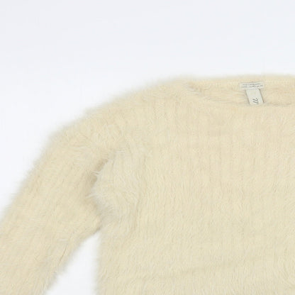 Womens UK Size XS Pull&Bear Beige Pullover Jumper