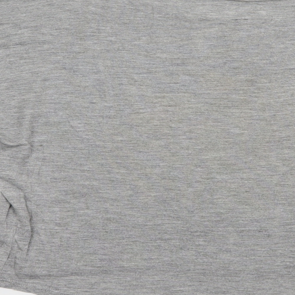 FULL TILT Womens Grey  Viscose Basic T-Shirt Size M Boat Neck - Happy
