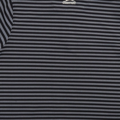Slazenger Mens Black Striped Polyester  Polo Size M Collared Button