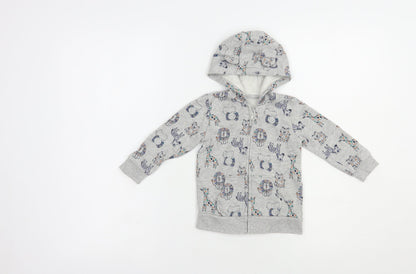 George Baby Grey Geometric Cotton Full Zip Jumper Size 9-12 Months  Zip - Lion&Giraffe Print