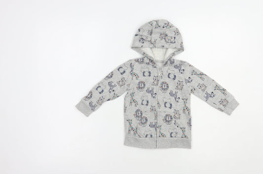 George Baby Grey Geometric Cotton Full Zip Jumper Size 9-12 Months  Zip - Lion&Giraffe Print