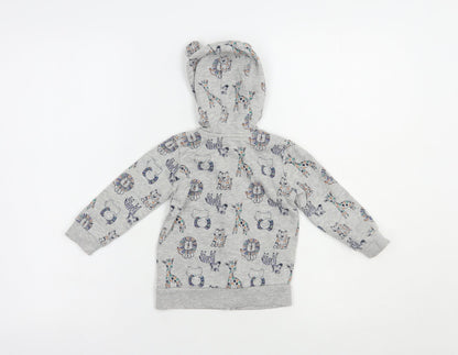 George Baby Grey Geometric Cotton Full Zip Jumper Size 9-12 Months  Zip - Lion&Giraffe Print