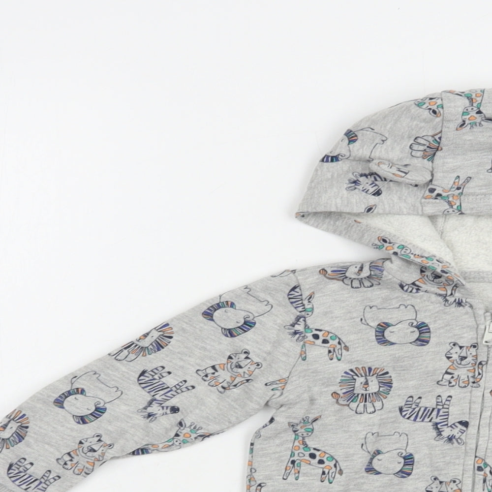 George Baby Grey Geometric Cotton Full Zip Jumper Size 9-12 Months  Zip - Lion&Giraffe Print