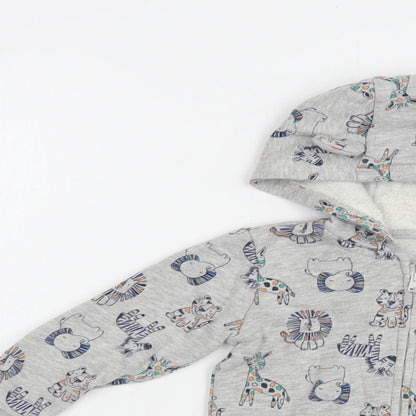 George Baby Grey Geometric Cotton Full Zip Jumper Size 9-12 Months  Zip - Lion&Giraffe Print