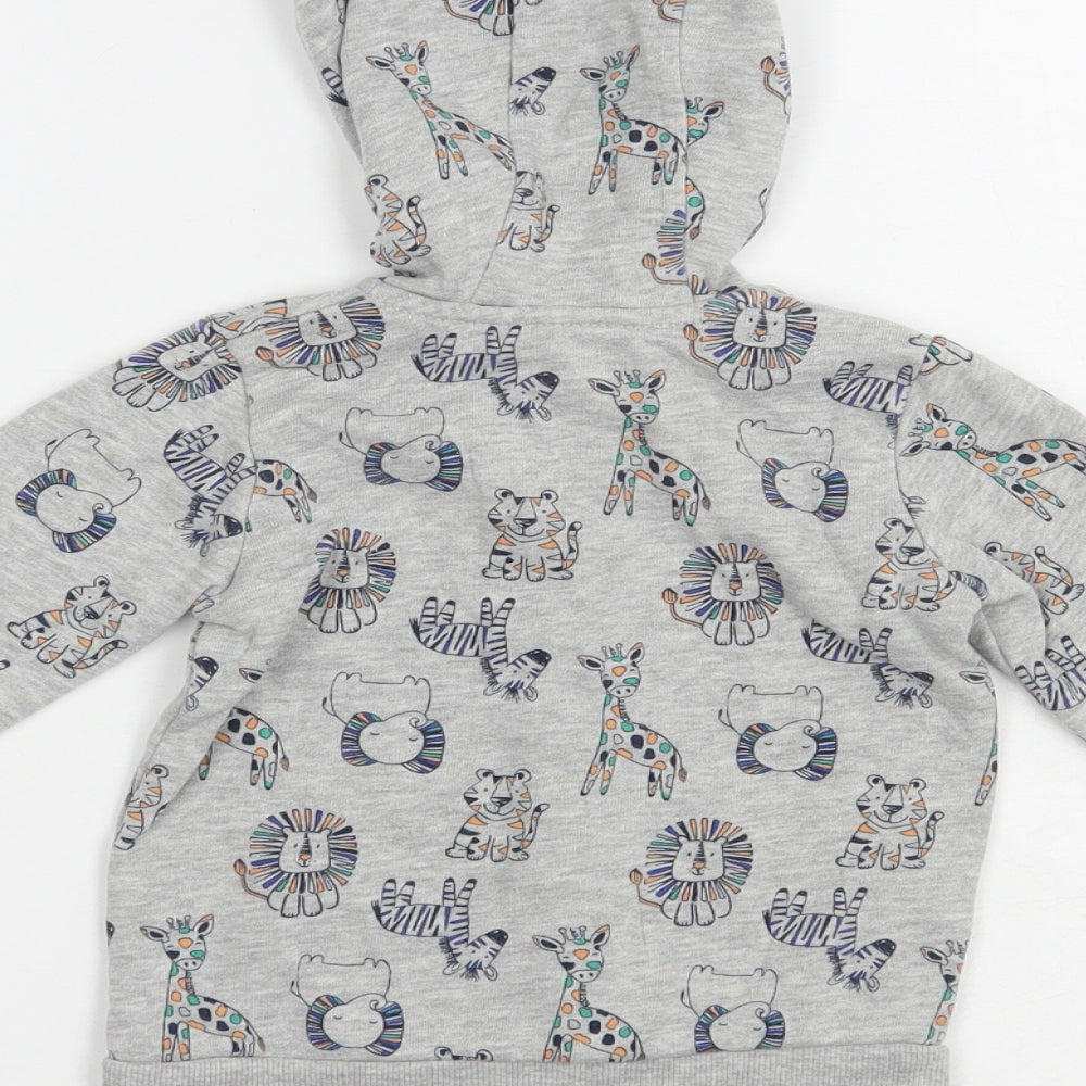 George Baby Grey Geometric Cotton Full Zip Jumper Size 9-12 Months  Zip - Lion&Giraffe Print