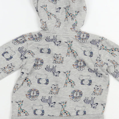 George Baby Grey Geometric Cotton Full Zip Jumper Size 9-12 Months  Zip - Lion&Giraffe Print